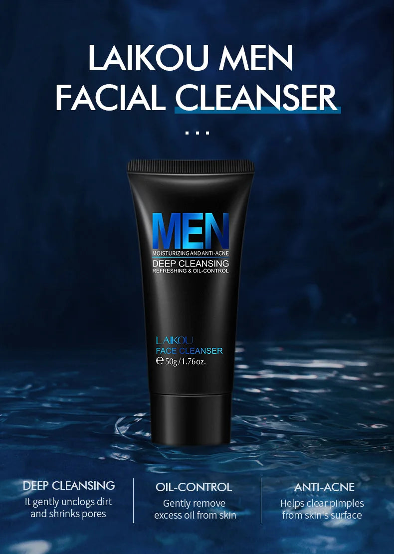 Men Facial Cleanser Face Wash Moisturizing Man Skin Care Oil Control 