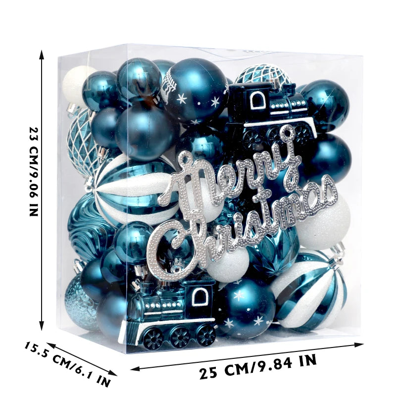 65 Pcs Shatterproof Pendants Christmas Ball Ornaments, Colorful Ornament with Hanging Rings for XMAS Tree Decorations, Festivals