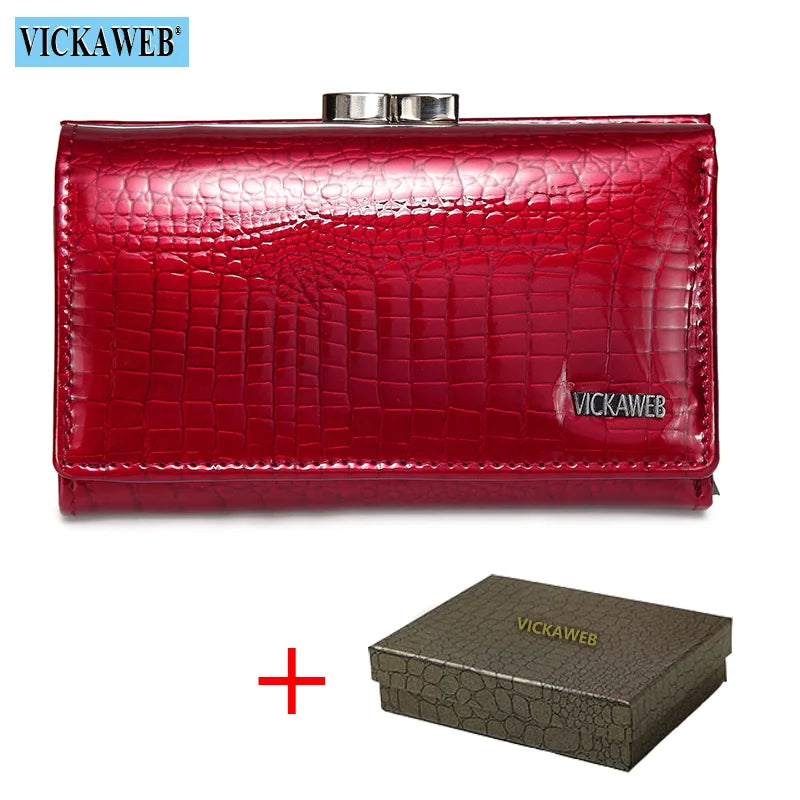 Women Genuine Leather Short Wallet Female Fashion Purses Ladies Alligator Hasp 