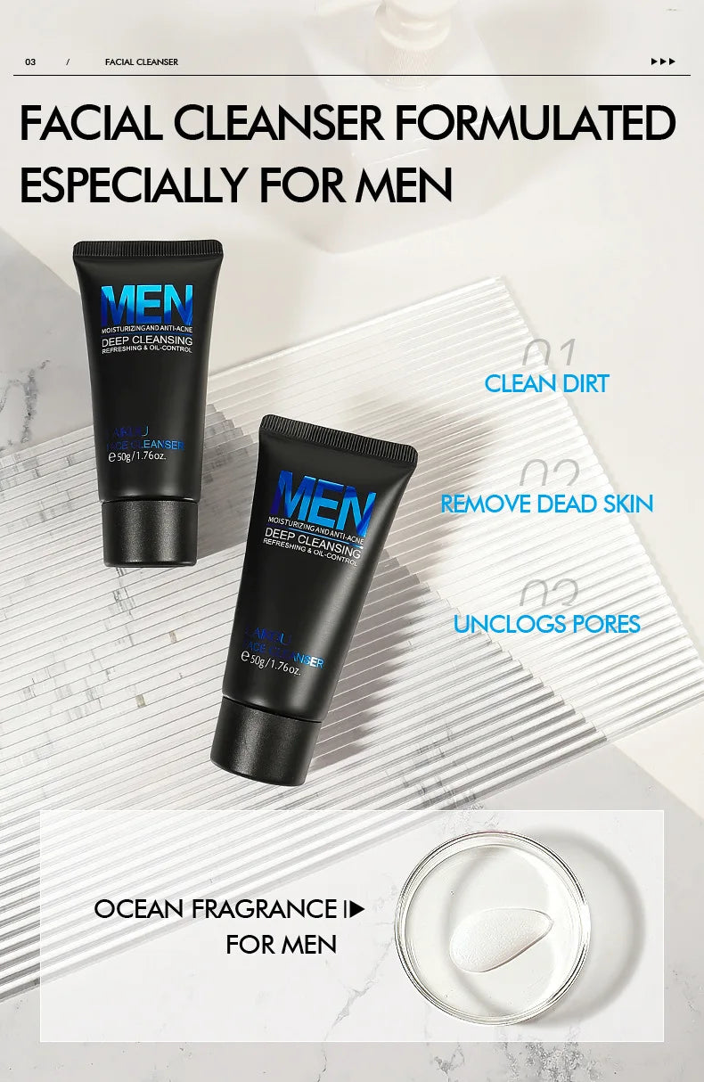 Men Facial Cleanser Face Wash Moisturizing Man Skin Care Oil Control 