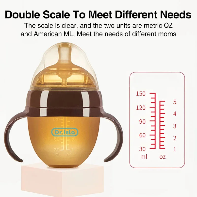 150ML/250ML Portable Baby Bottle Slicone Feeding Bottle with Handle Baby Drop-Resistant Bottles Newborn Bottle BPA Free