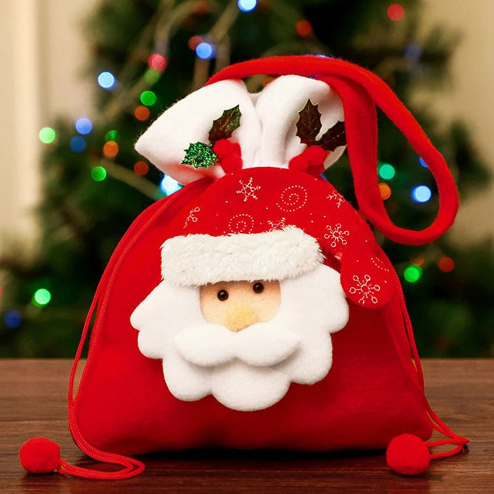 1-20PCS Christmas Gift Bags Handbags Tote Bags Candy Bags Snowman Bear Gift Bags Storage Bags Christmas Decoration