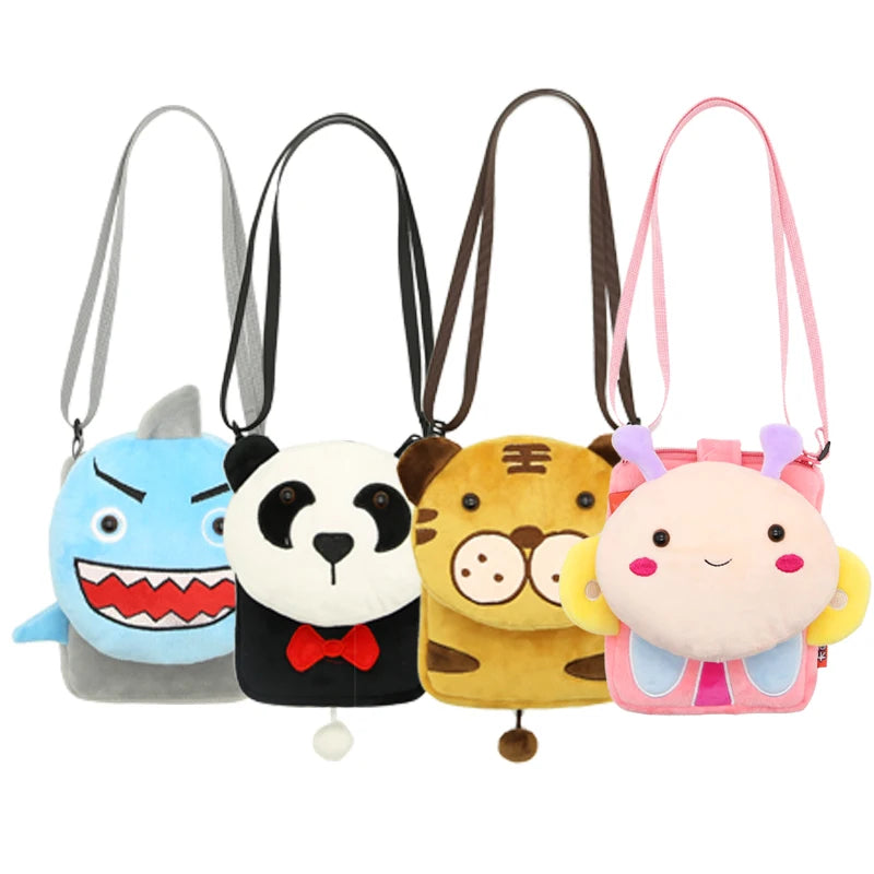 Cute Cartoon Animal Crossbody Bag Kids Casual Shoulder Bag Plush Mini Shoulder Bag