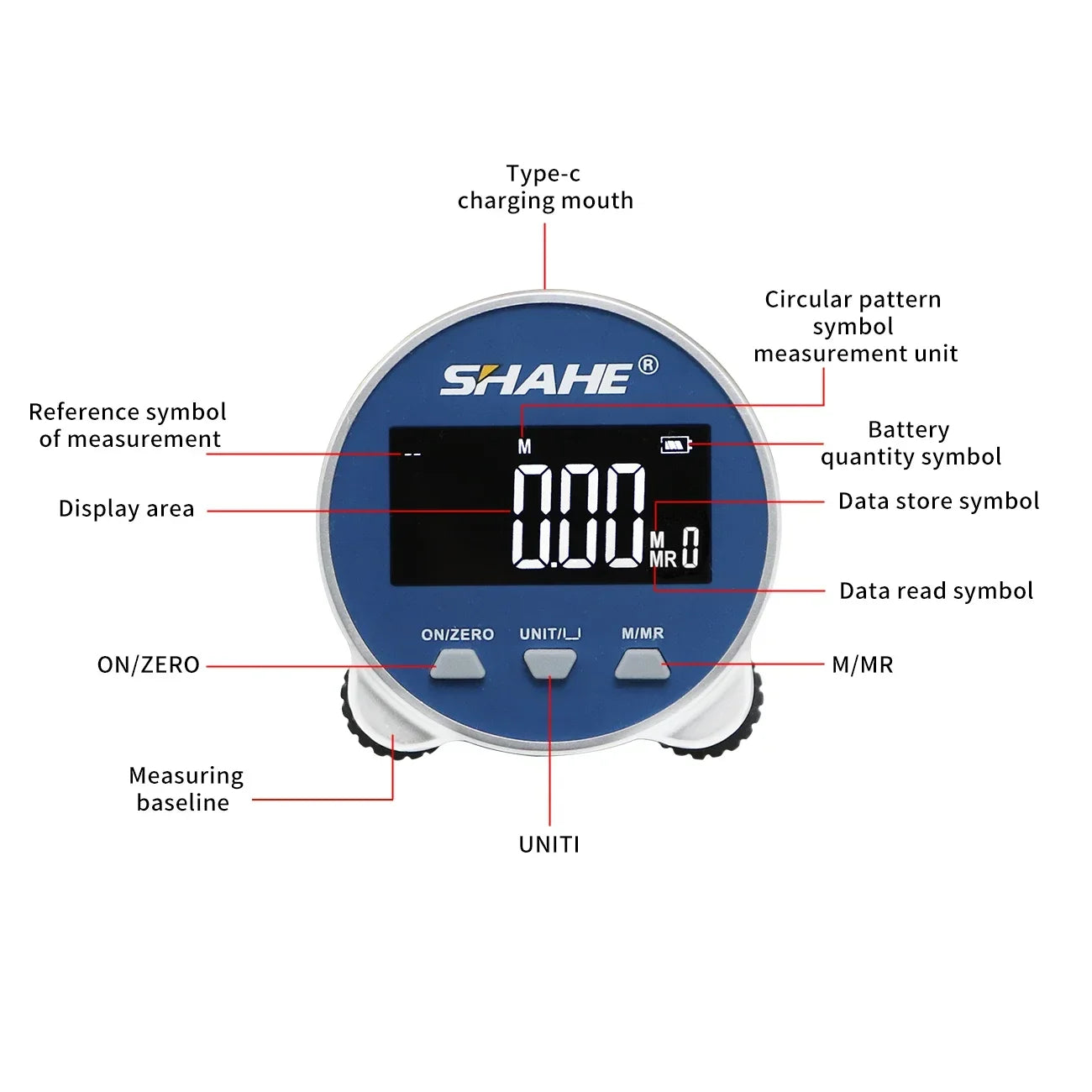 Electronic Tape Measure with LCD Display Digital Ruler Type-C Rechargeable Length Measuring Tool for Flat Curved