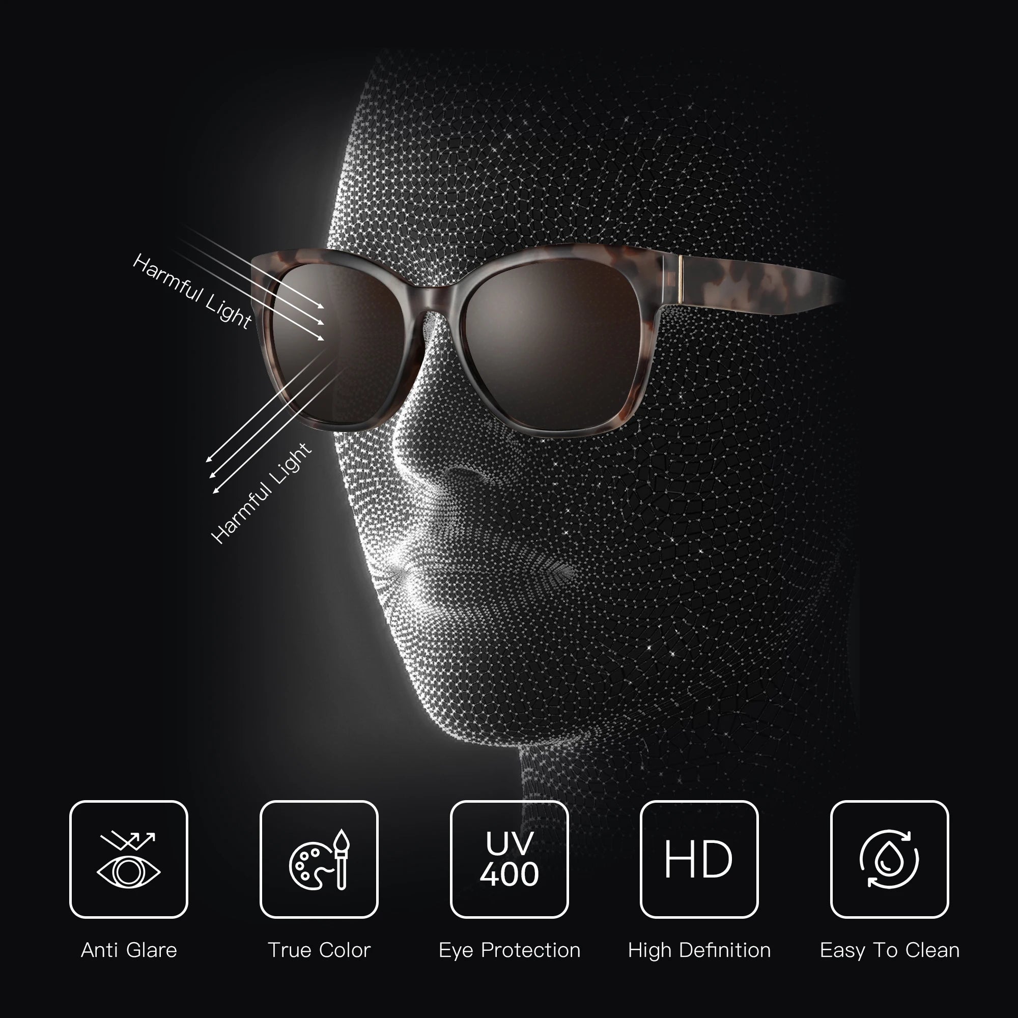 Fashion Cat eye Polarized Sunglasses for Women - Oversized Sunglasses 