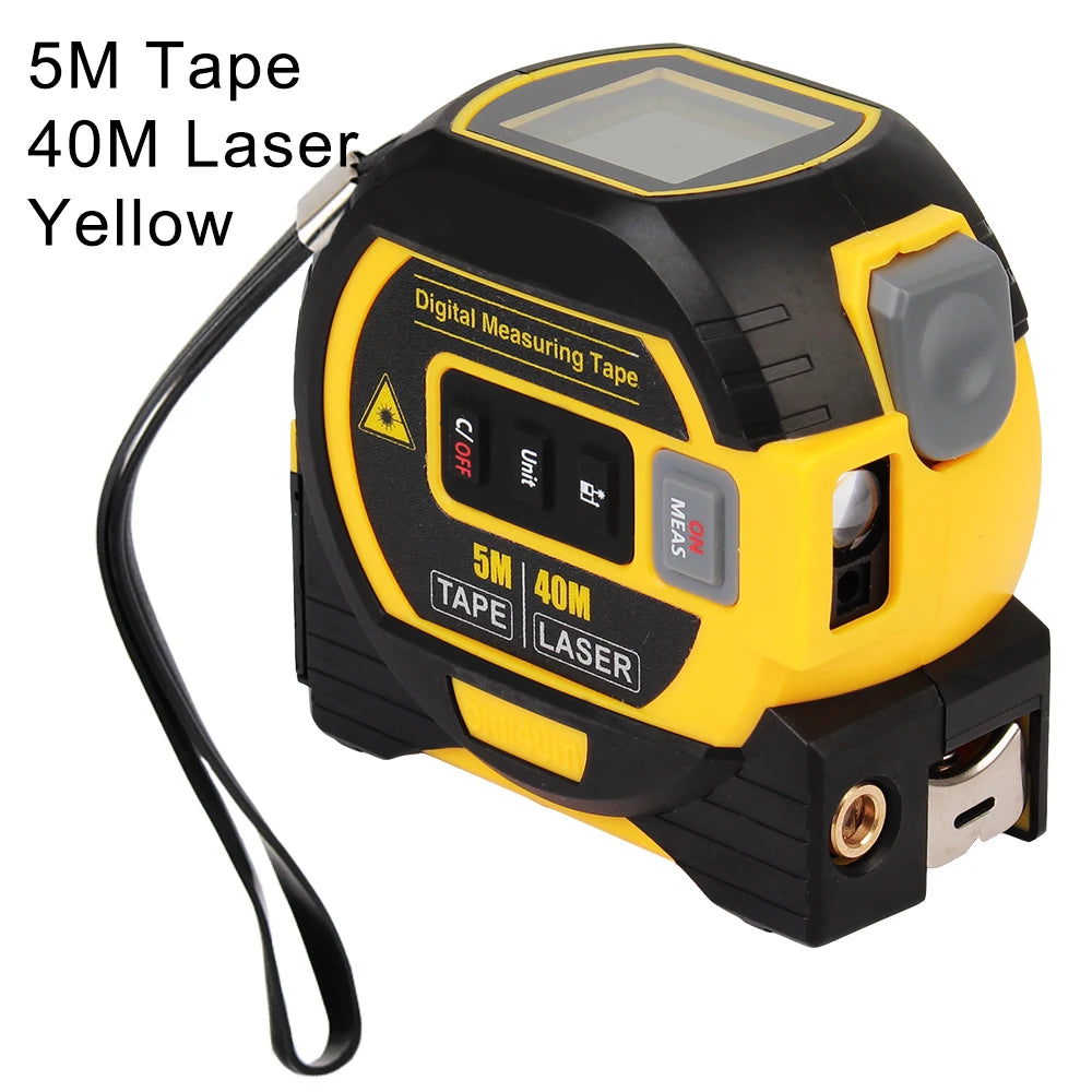 3 in 1 Distance Meter Tape Measure Ruler Laser Rangefinder Building Measurement Device 5M LCD Display with Backlight