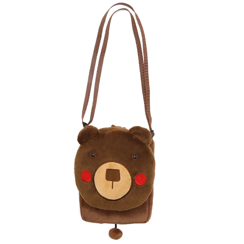 Cute Cartoon Animal Crossbody Bag Kids Casual Shoulder Bag Plush Mini Shoulder Bag