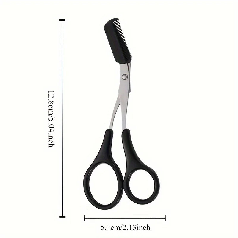 Stainless Steel Eyebrow Trimming Scissors with Comb, Safe Eyebrow Trimming Makeup Tool, Precise Creation of Perfect Eyebrow Shap