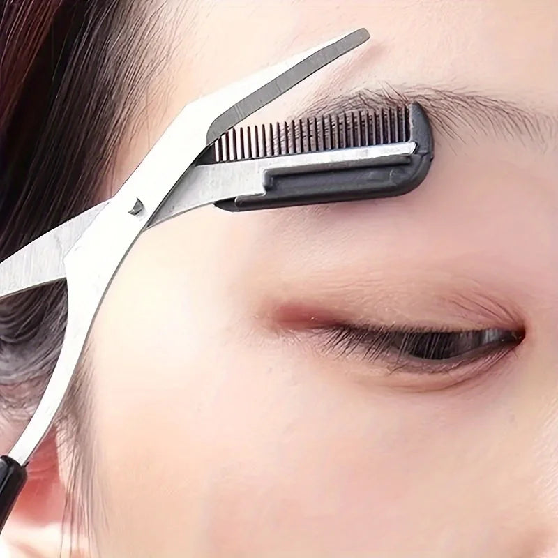 Stainless Steel Eyebrow Trimming Scissors with Comb, Safe Eyebrow Trimming Makeup Tool, Precise Creation of Perfect Eyebrow Shap