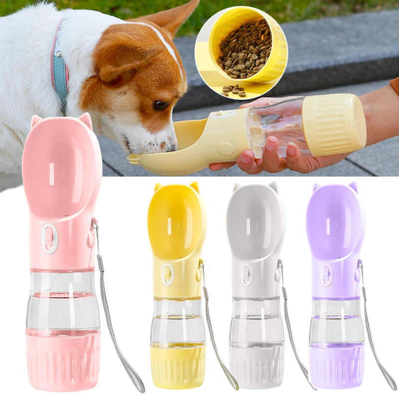 Pet Dog Water Bottle Food Feeder for Small Medium Dogs 2 in 1 Travel Puppy Cats Water Container Outdoor Yorkie Drinker Supplies