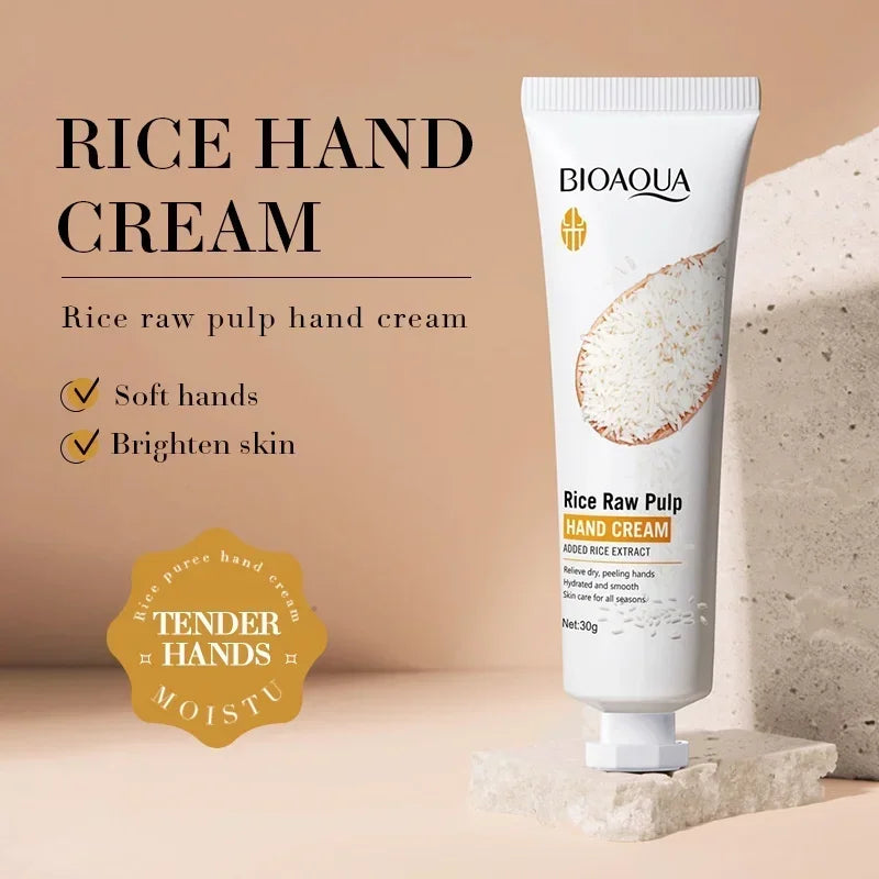 Rice Hand Cream Volumizing Rejuvenating Nourishing Moisturizing Refreshing Non-Greasy Hand Care Cream 30G
