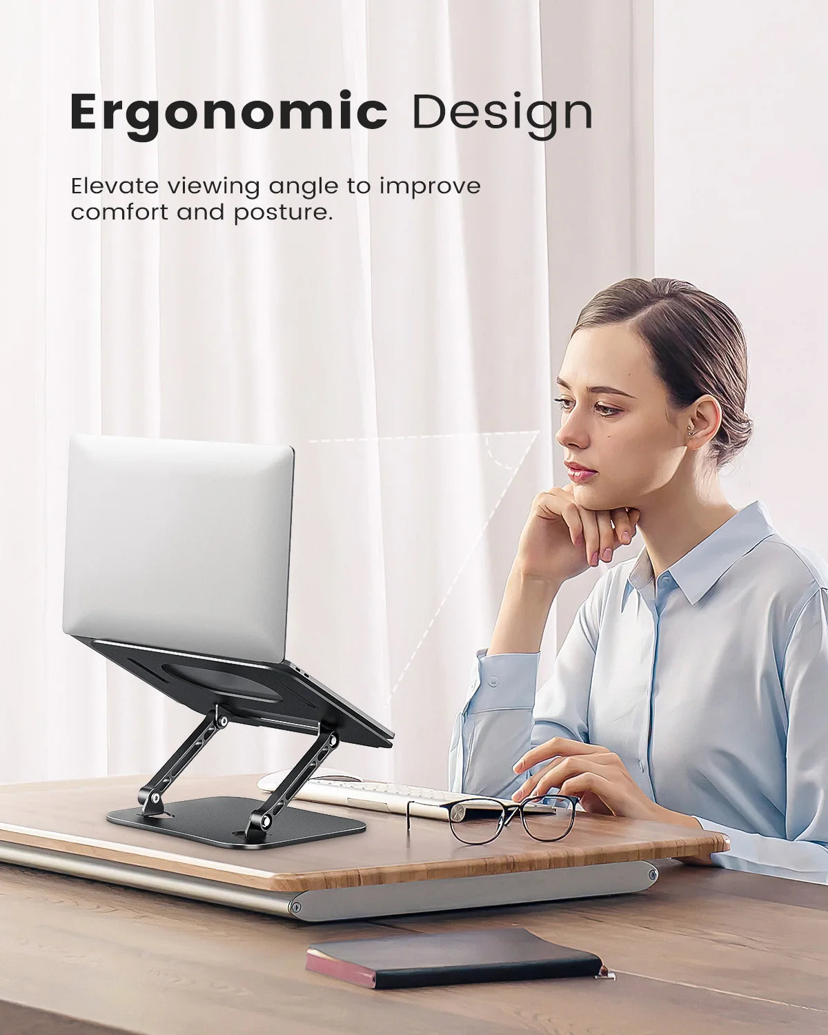 ST01 Portable 11–16-Inch Adjustable Laptop Stand Computer Stand Sturdy Aluminum for Desk Foldable Laptop Holder Notebook Tablet