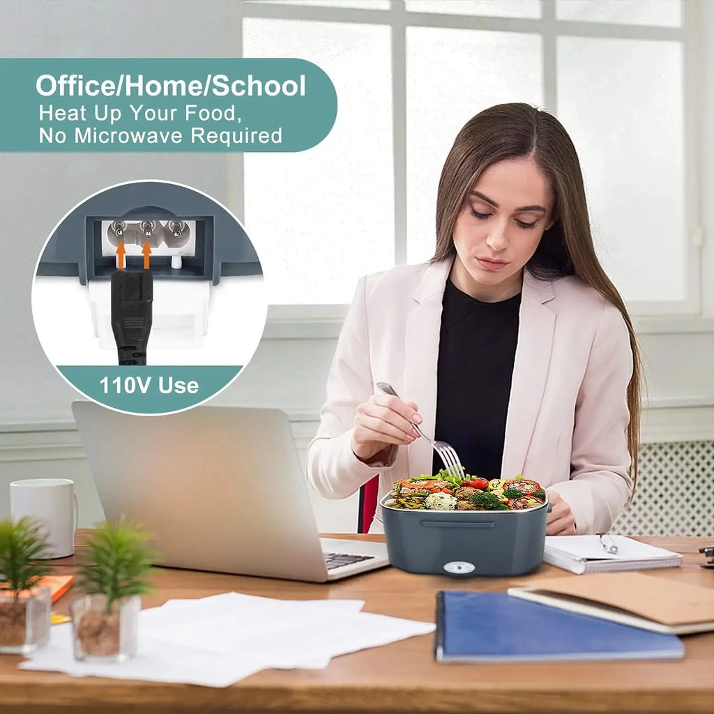 1.5 L 60W Electric Lunch Box Food Warmer Portable Food Heater for Car or Home - Leak Proof, Lunch Heating Microwave for Truckers