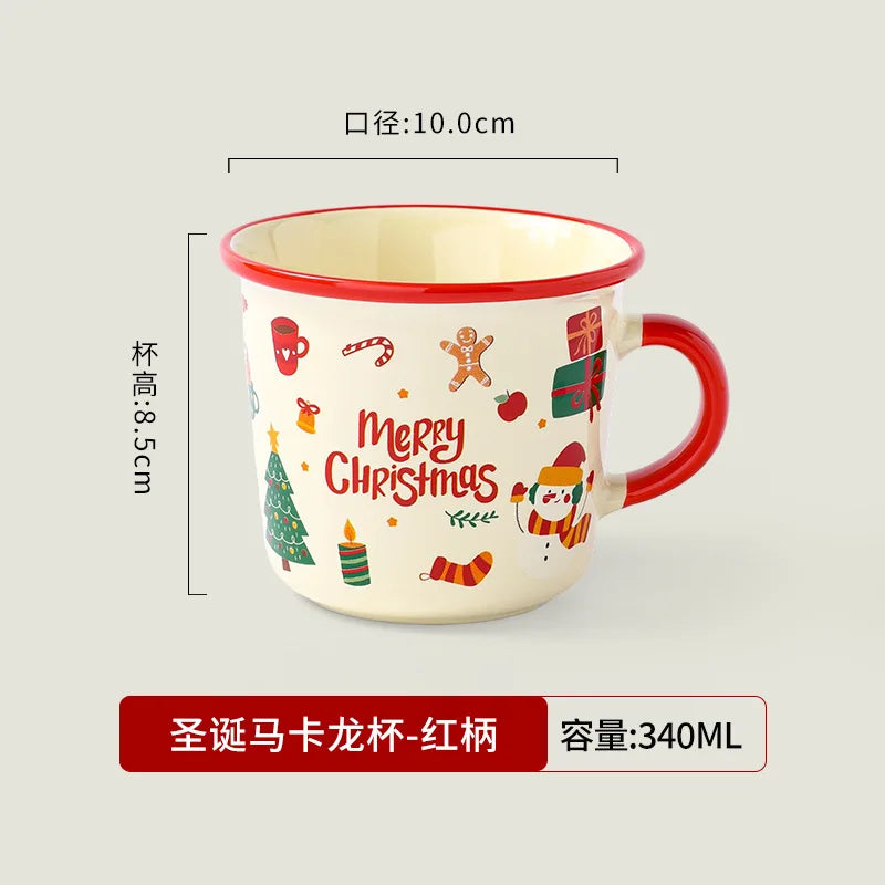 Christmas Ceramic Mug with Lid Spoon,Creative Cute Tea Cup,Holiday Gift 