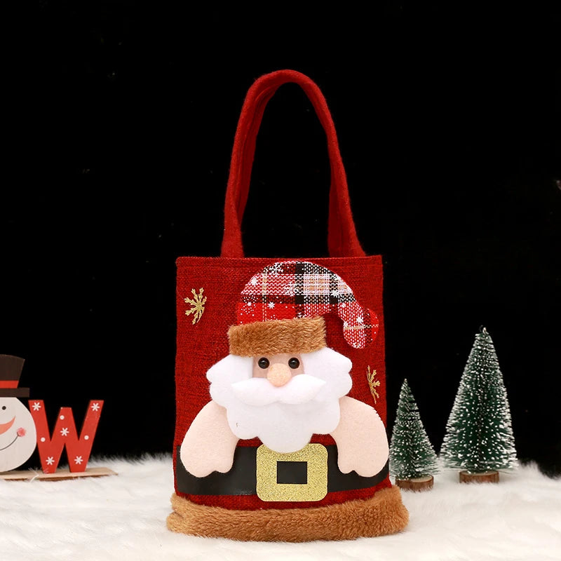 1-20PCS Christmas Gift Bags Handbags Tote Bags Candy Bags Snowman Bear Gift Bags Storage Bags Christmas Decoration