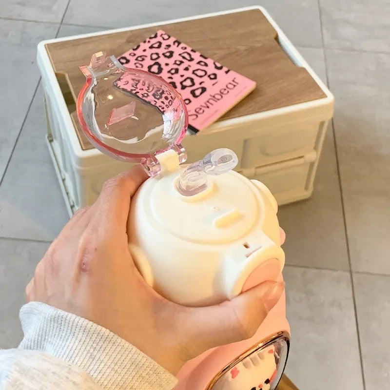 Kids Water Bottles with Straw for Girls 820Ml Large Capacity Cute Children'S Kawaii Cartoon Bottle for Student School Travel