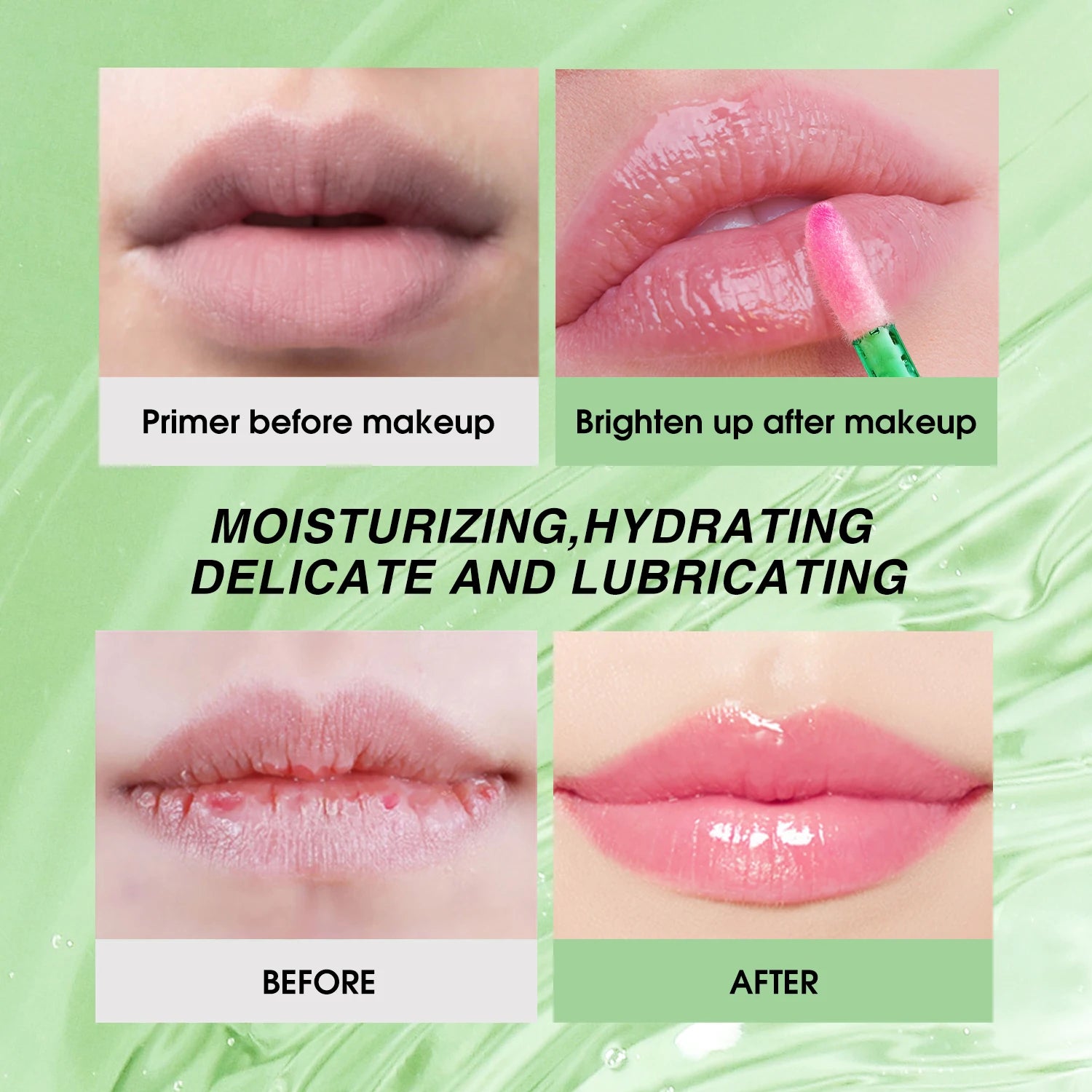 Langmannni Aloe Vera Moisturizing Lip Gloss Warm Feeling Color Changing Lip Glaze Long Lasting Moisture Lip Oil