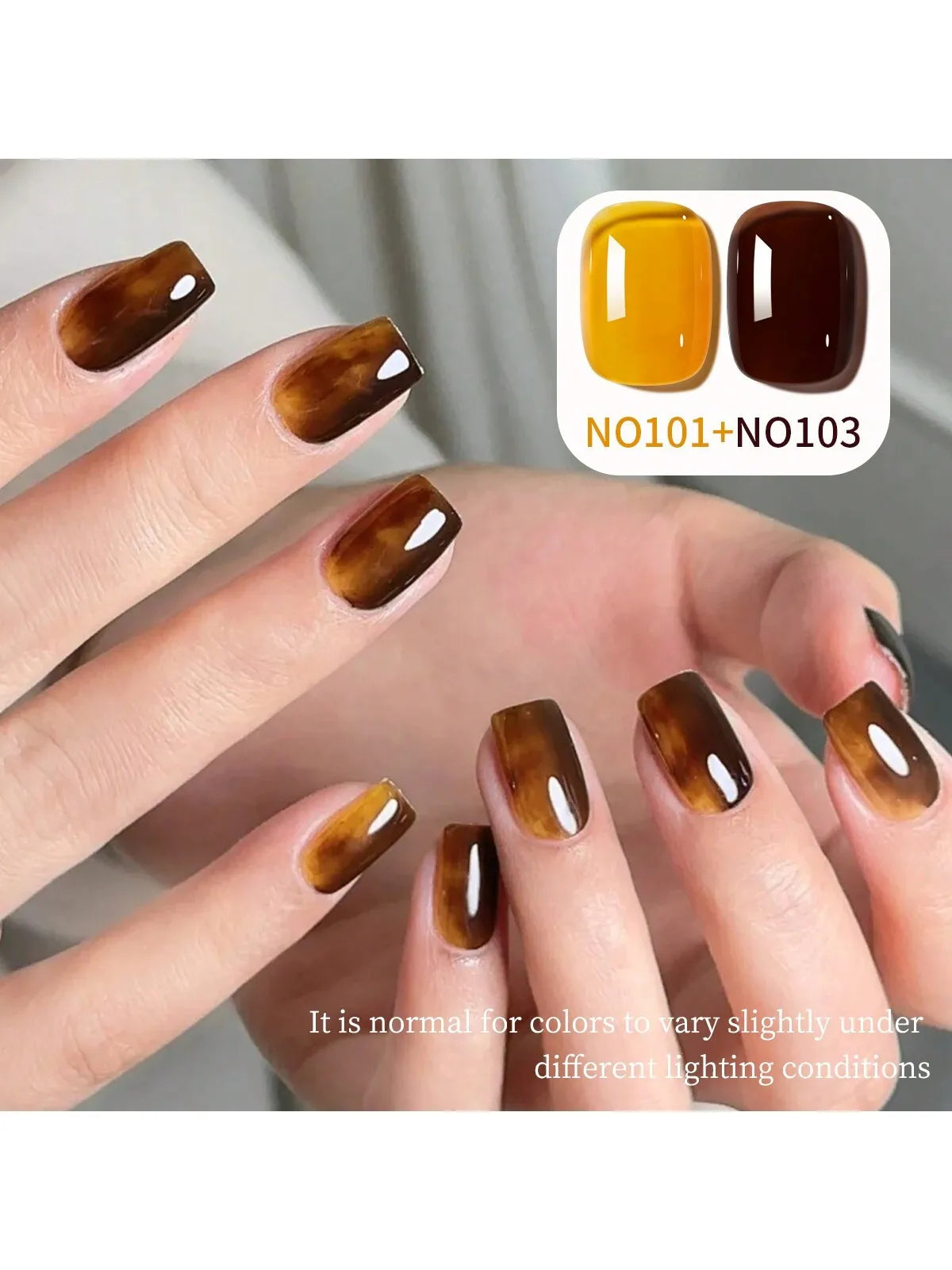 2PCS 15Ml Two-Color Combination Set, Brown Yellow Dual-Color Nail Gel Kit