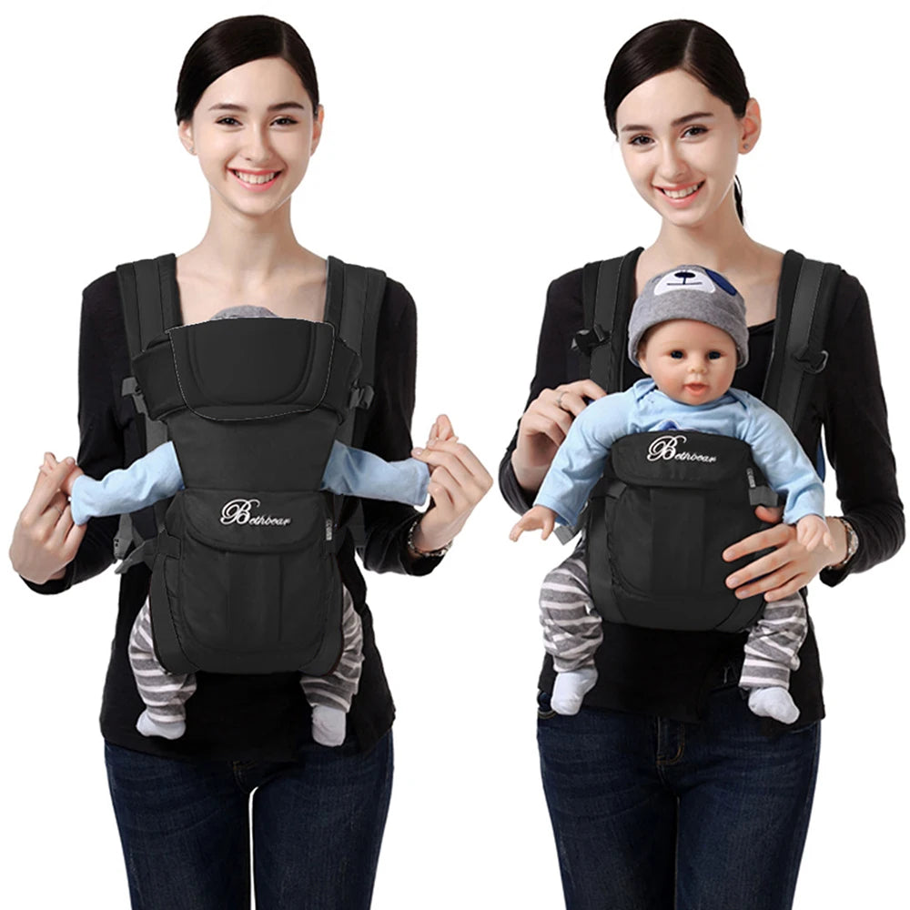 Baby Sling Carrier, 4-In-1 Ergonomic Baby Backpack Carrier, Easily Adjustable Baby Carrier Newborn to Toddler