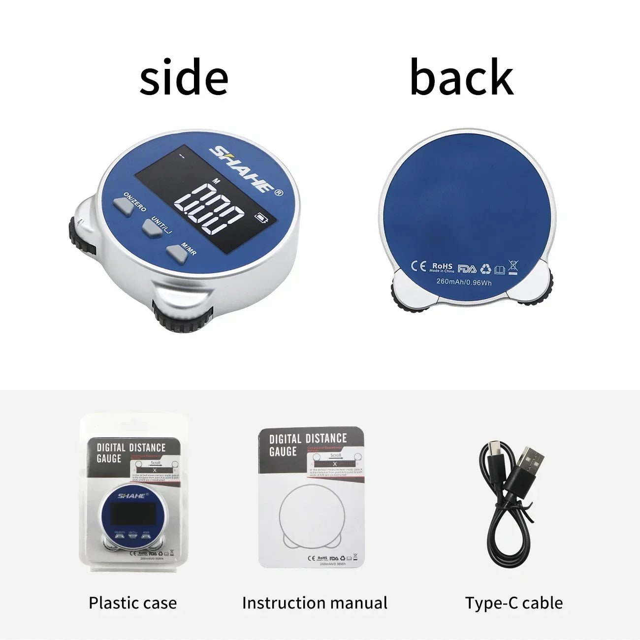 Electronic Tape Measure with LCD Display Digital Ruler Type-C Rechargeable Length Measuring Tool for Flat Curved