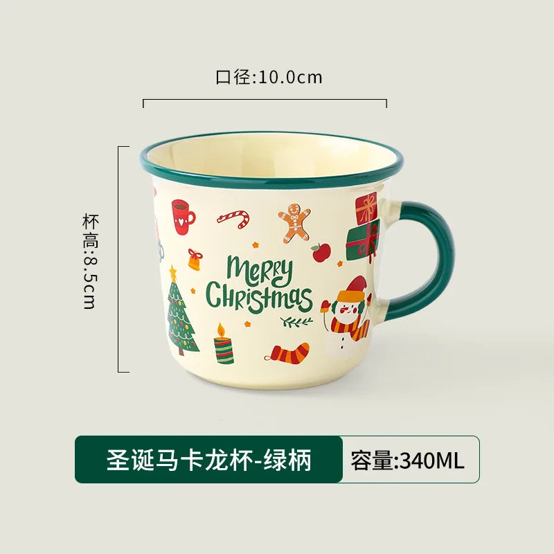 Christmas Ceramic Mug with Lid Spoon,Creative Cute Tea Cup,Holiday Gift 