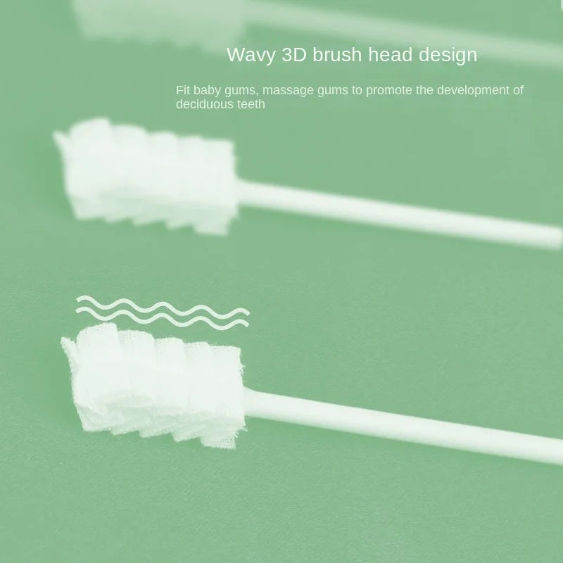 30 Pcs/Box Baby Tongue Cleaner Disposable Gauze Toothbrush Paper Rod Infant Oral Cleaning Brush Stick Dental Care