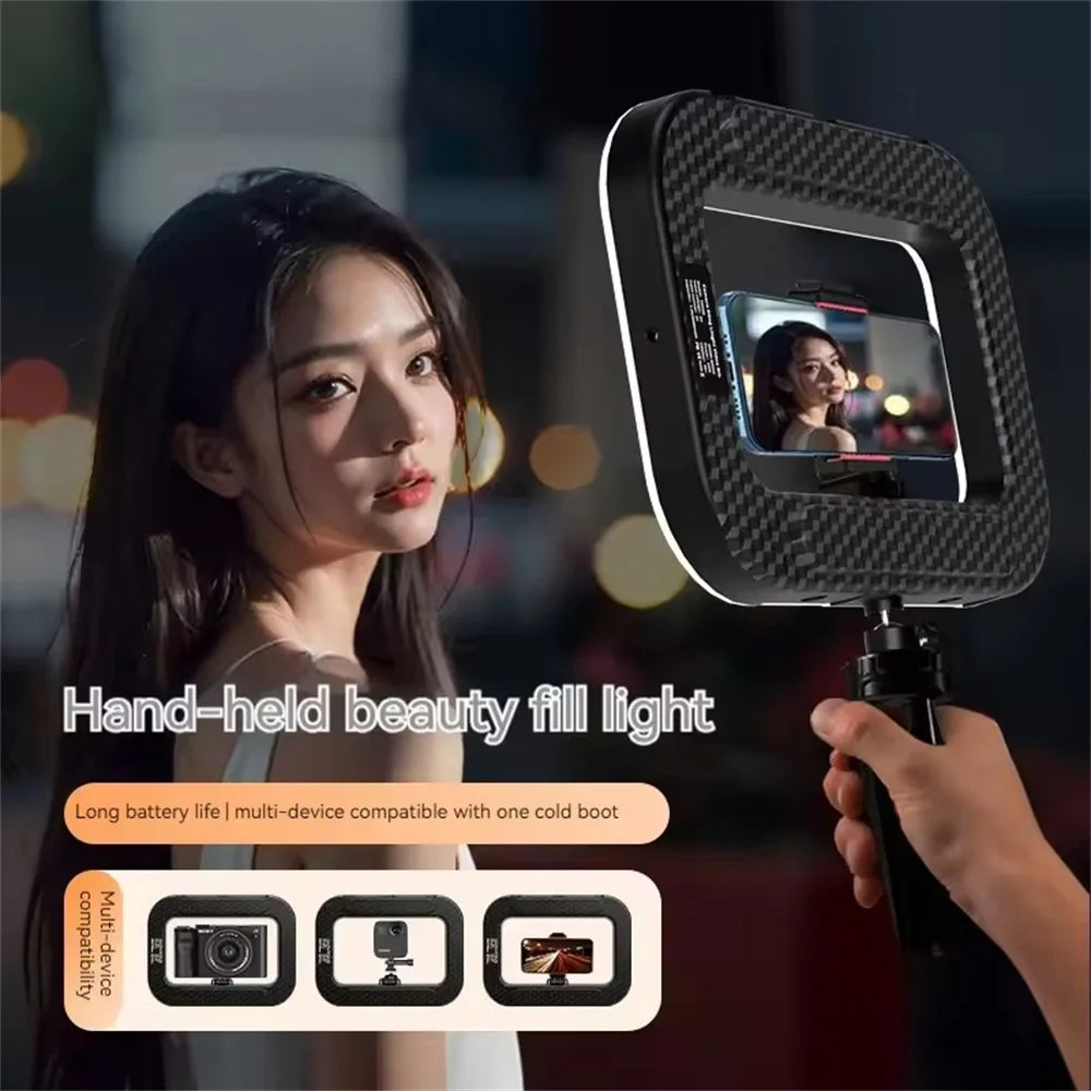 New Handheld Ring LED Rechargeable Portable Mobile Phone Live Broadcast Photography Desktop Rabbit Cage Selfie Fill Light