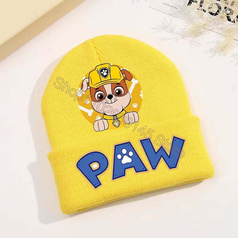 Paw Patrol Knitted Hat Kawaii Cartoon Character Printed Beanie Boys Girls Warm Hat Winter Baby Accessories Kids Gift