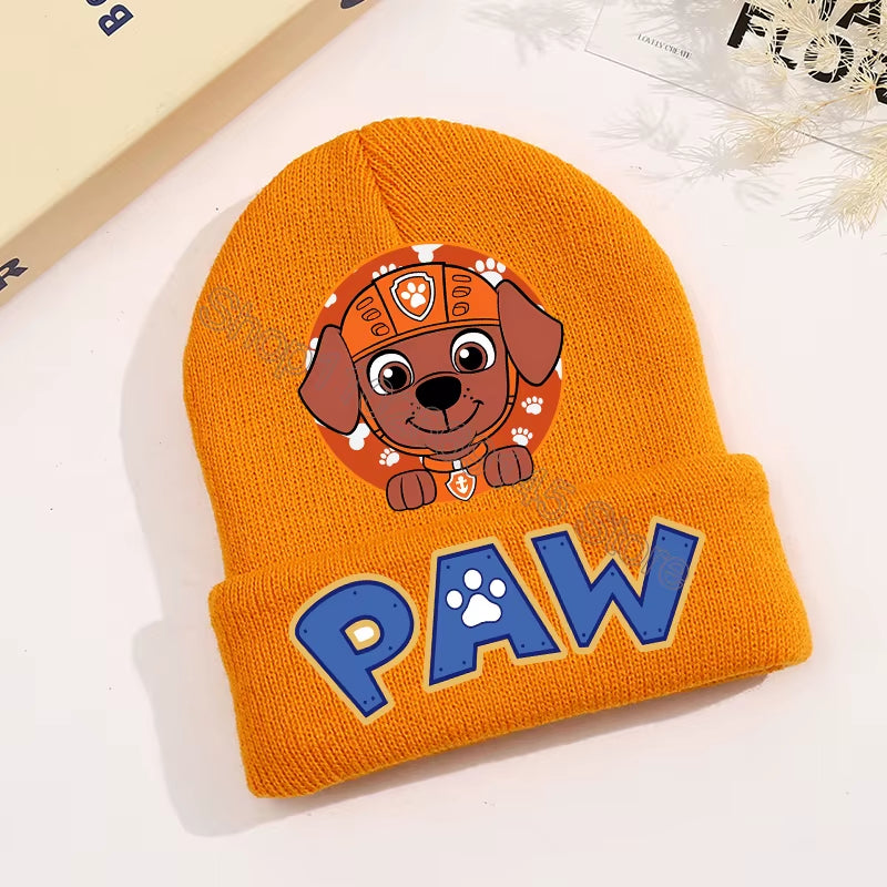 Paw Patrol Knitted Hat Kawaii Cartoon Character Printed Beanie Boys Girls Warm Hat Winter Baby Accessories Kids Gift