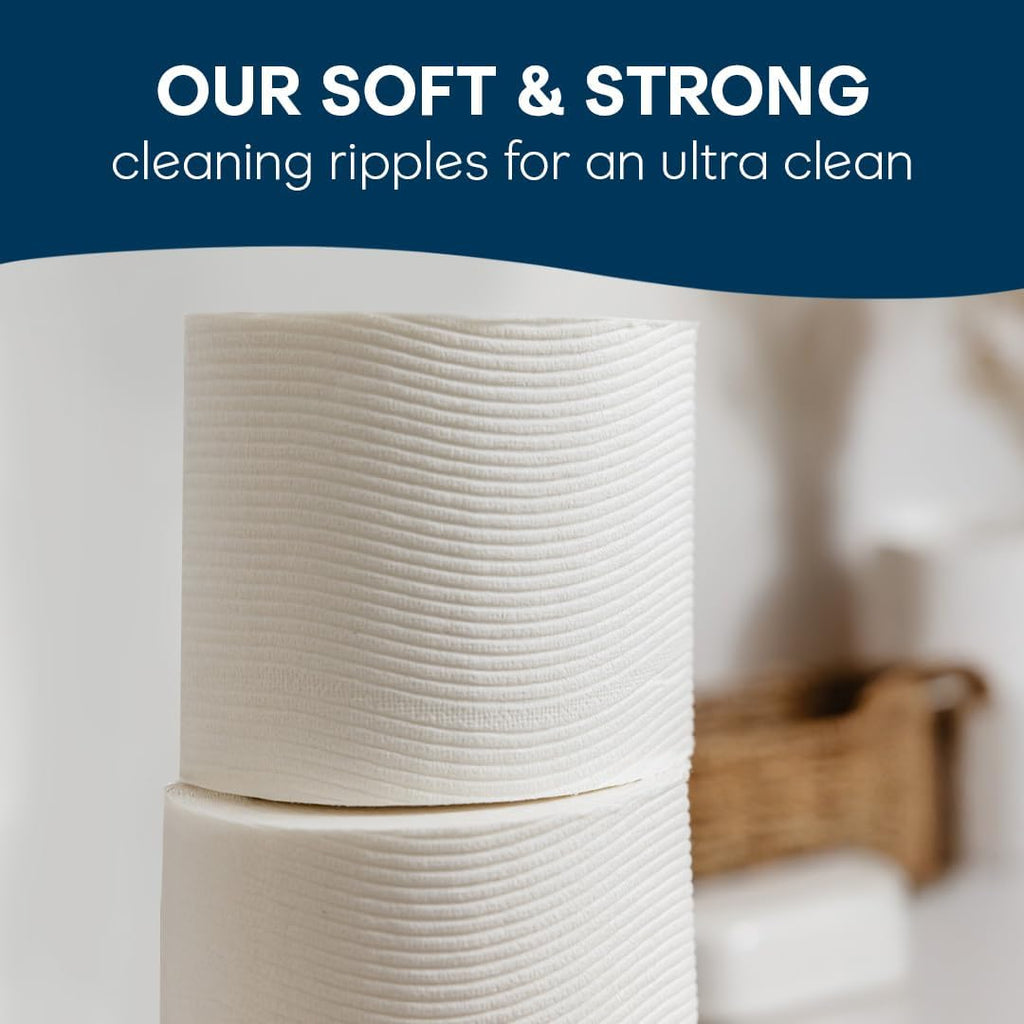 Ultra Clean Toilet Paper with Active Cleaningripples Texture, Strong Bath Tissue, 24 Family Mega Rolls = 132 Regular Rolls (4 Packs of 6)
