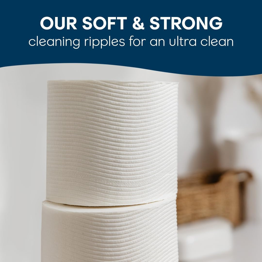 Ultra Clean Toilet Paper with Active Cleaningripples Texture, Strong Bath Tissue, 24 Family Mega Rolls = 132 Regular Rolls (4 Packs of 6)