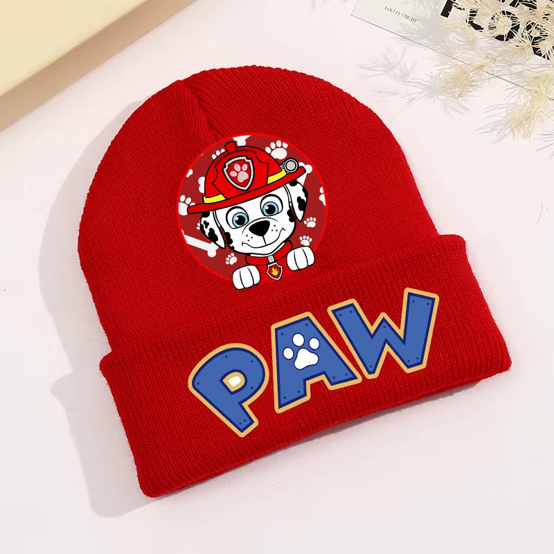 Paw Patrol Knitted Hat Kawaii Cartoon Character Printed Beanie Boys Girls Warm Hat Winter Baby Accessories Kids Gift