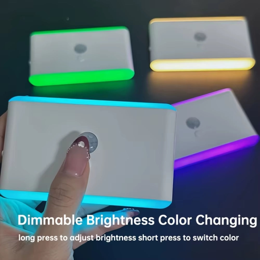 1Pc USB Rechargeable LED Motion Sensor Light - Thin, Wall-Mounted, RGB Night Lighting for Corridors, Storage, Closets, Kitchens,