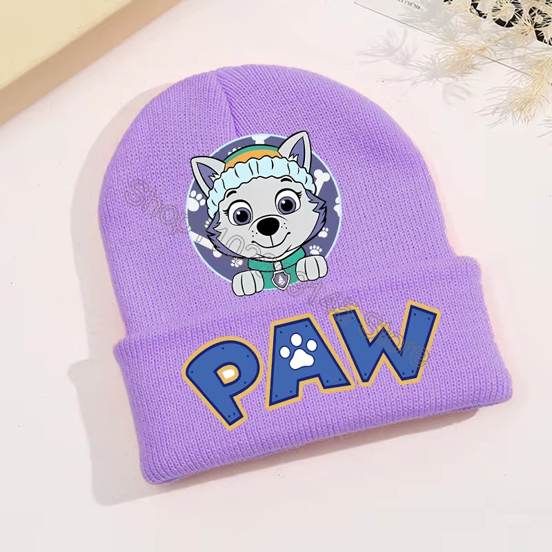 Paw Patrol Knitted Hat Kawaii Cartoon Character Printed Beanie Boys Girls Warm Hat Winter Baby Accessories Kids Gift