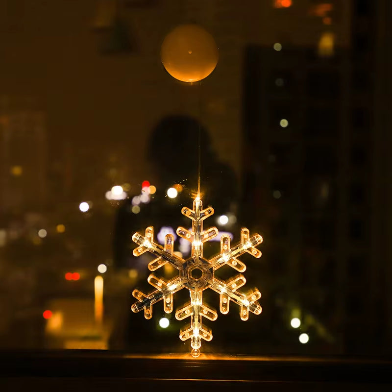 Christmas Ornaments Hanging LED Lights Bedroom Decoration Christmas Decorations Home Window Glass Decoration Warm Battery