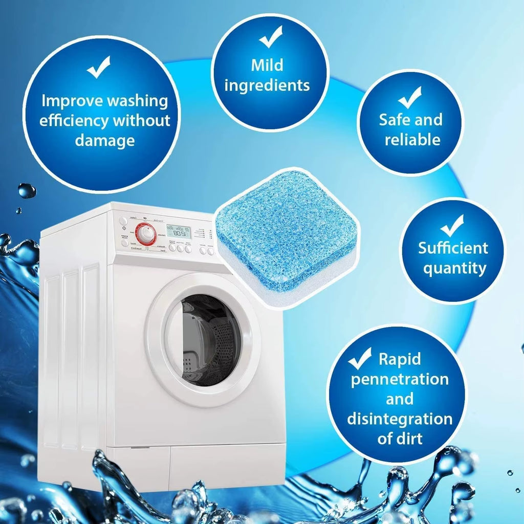 12/24Pcs Washing Machine Cleaner Tablets Penetrating Deep Clean Washer Cleaner Tablets for Front Loader and Top Load HE