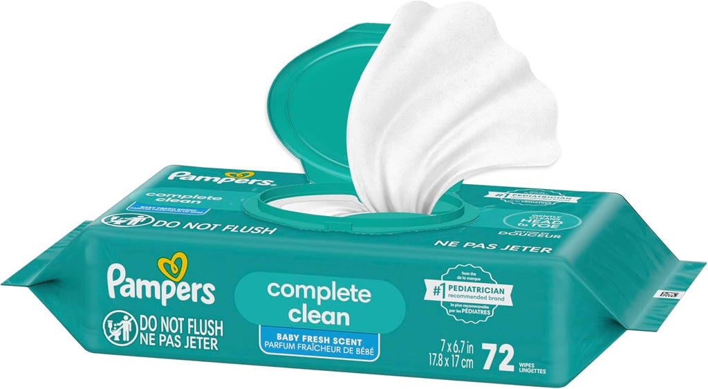 Baby Wipes, Complete Clean Baby Fresh Scented Wipe, Gently Cleans Head to Toe, 72 Total (1 Flip-Top Packs)