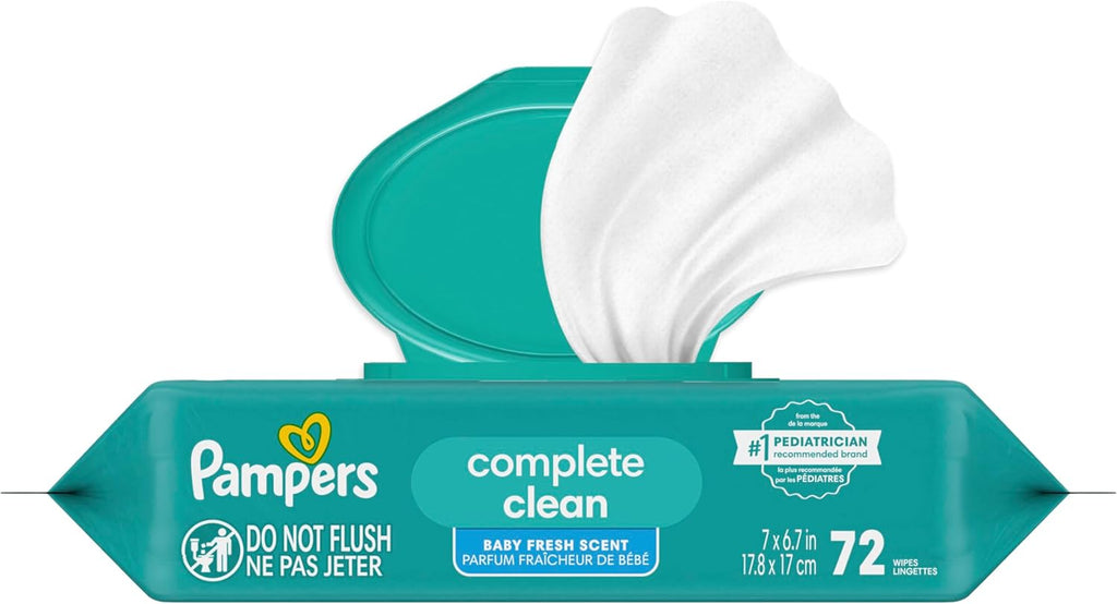 Baby Wipes, Complete Clean Baby Fresh Scented Wipe, Gently Cleans Head to Toe, 72 Total (1 Flip-Top Packs)