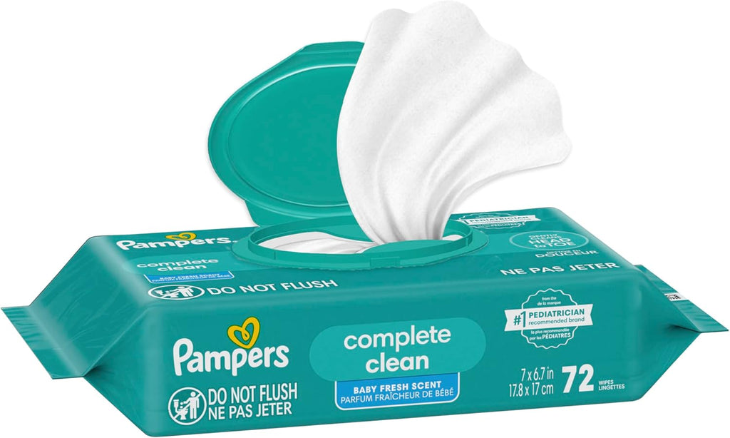 Baby Wipes, Complete Clean Baby Fresh Scented Wipe, Gently Cleans Head to Toe, 72 Total (1 Flip-Top Packs)