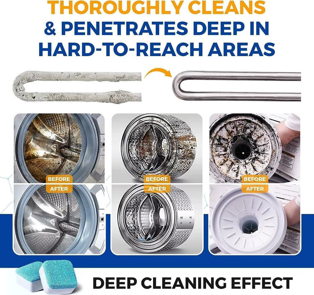 12/24Pcs Washing Machine Cleaner Tablets Penetrating Deep Clean Washer Cleaner Tablets for Front Loader and Top Load HE