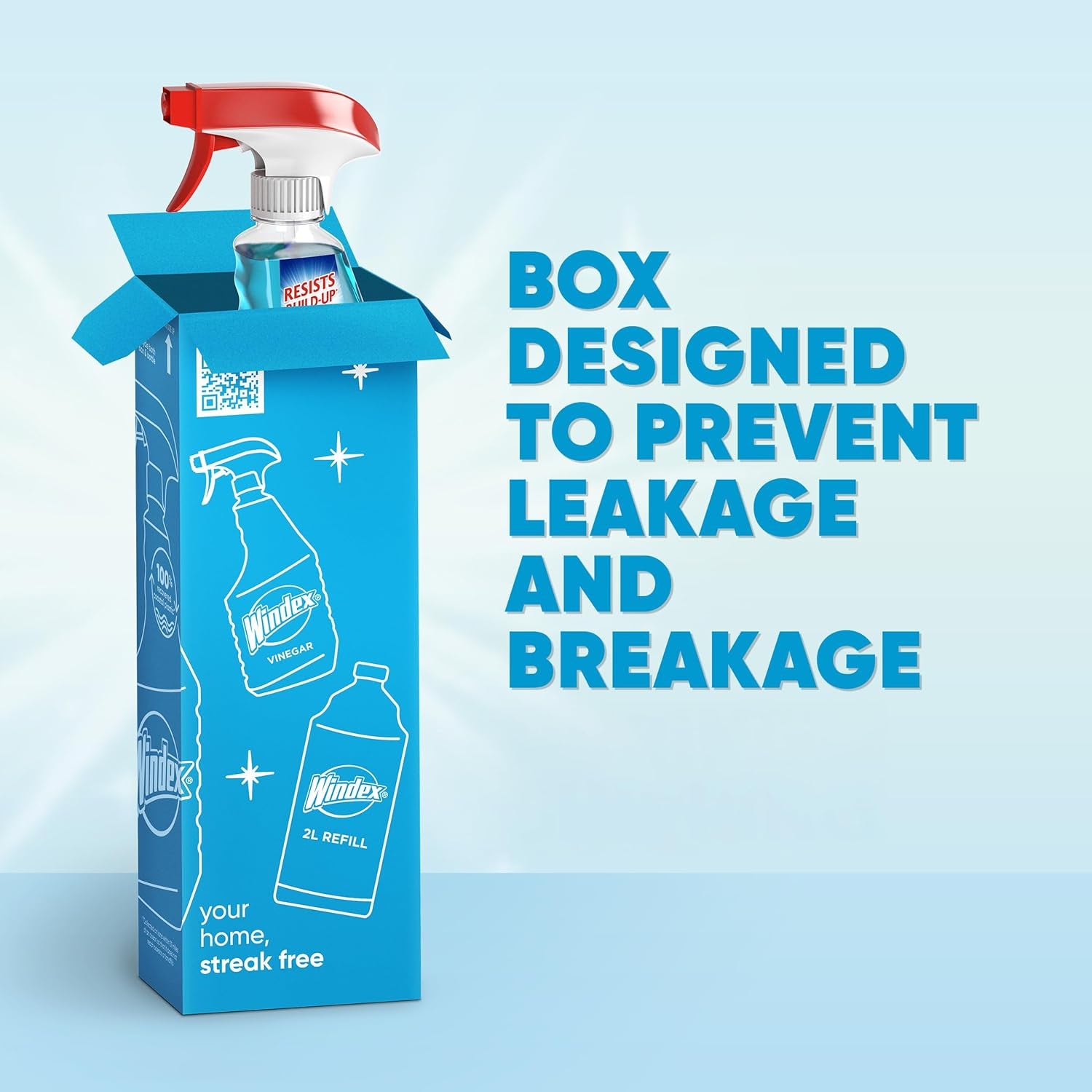 Glass and Window Cleaner Spray Bottle, Packaging Designed to Prevent Leakage and Breaking, Surface Cleaning Spray, Original Blue Scent, 23 Fl Oz