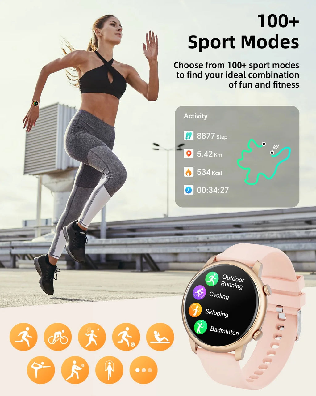 Smart Watch(Answer/Make Call), Smartwatch Fits for Android and Iphone, 1.39" HD Fitness Watch with 100 Sports Modes, Waterproof, Activity Smart Watches for Women, Two Straps, Gold