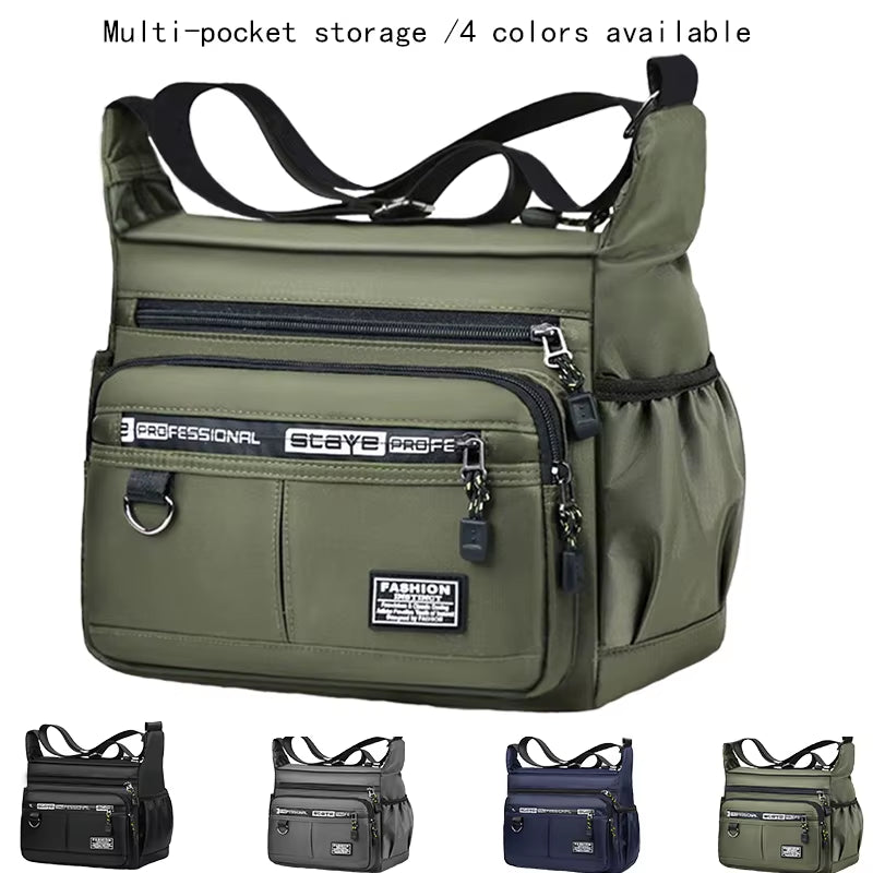 Men'S Cross-Body Bag with Multi-Layered Pockets, Adjustable Shoulder Strap.