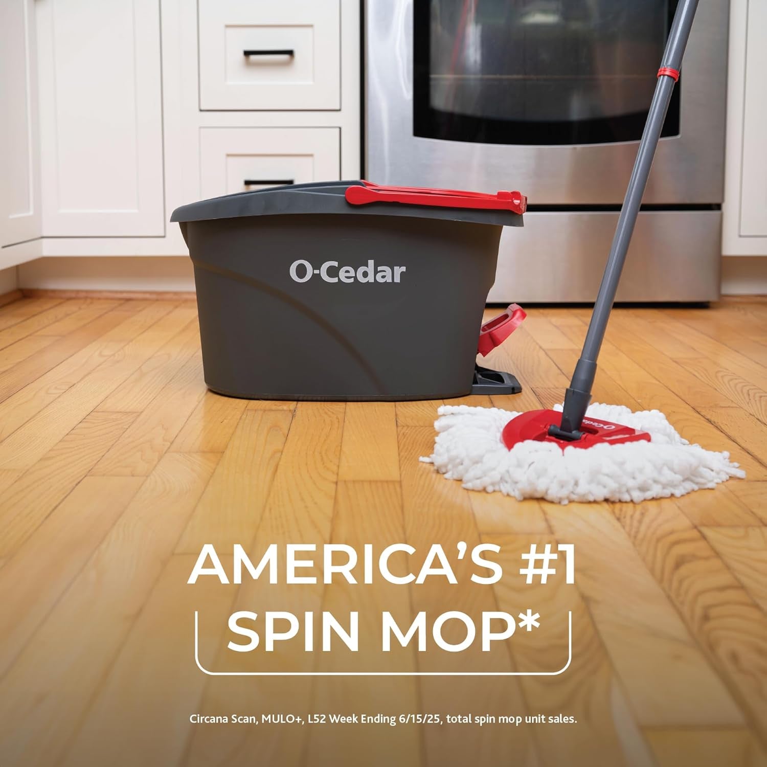 Easywring Microfiber Spin Mop, Bucket Floor Cleaning System, Red, Gray, Standard