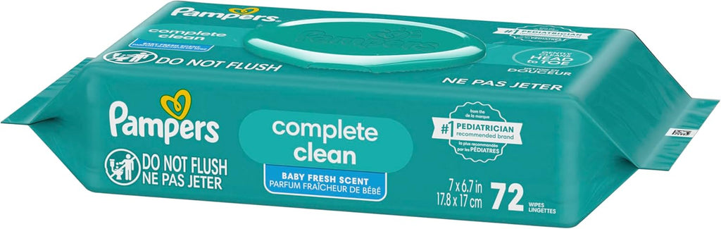 Baby Wipes, Complete Clean Baby Fresh Scented Wipe, Gently Cleans Head to Toe, 72 Total (1 Flip-Top Packs)