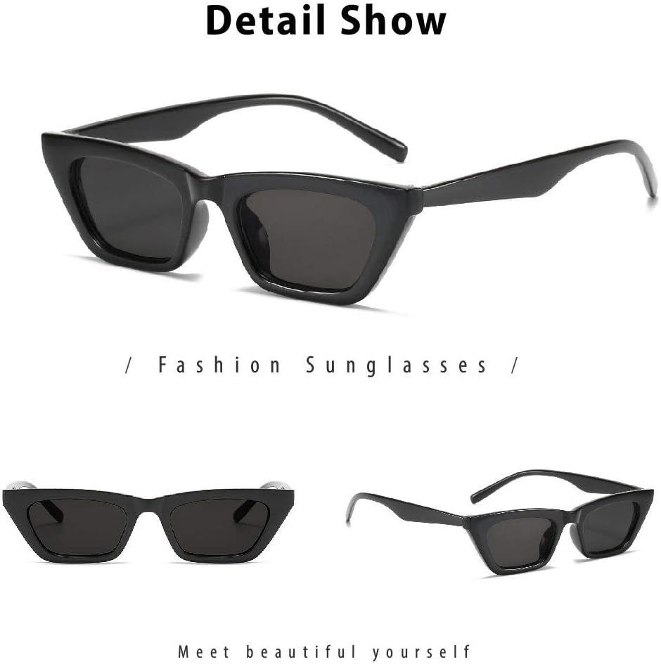 Square Cat Eye Sunglasses for Women Fashion Vintage Trendy Cateye Sunglasses for Women Black
