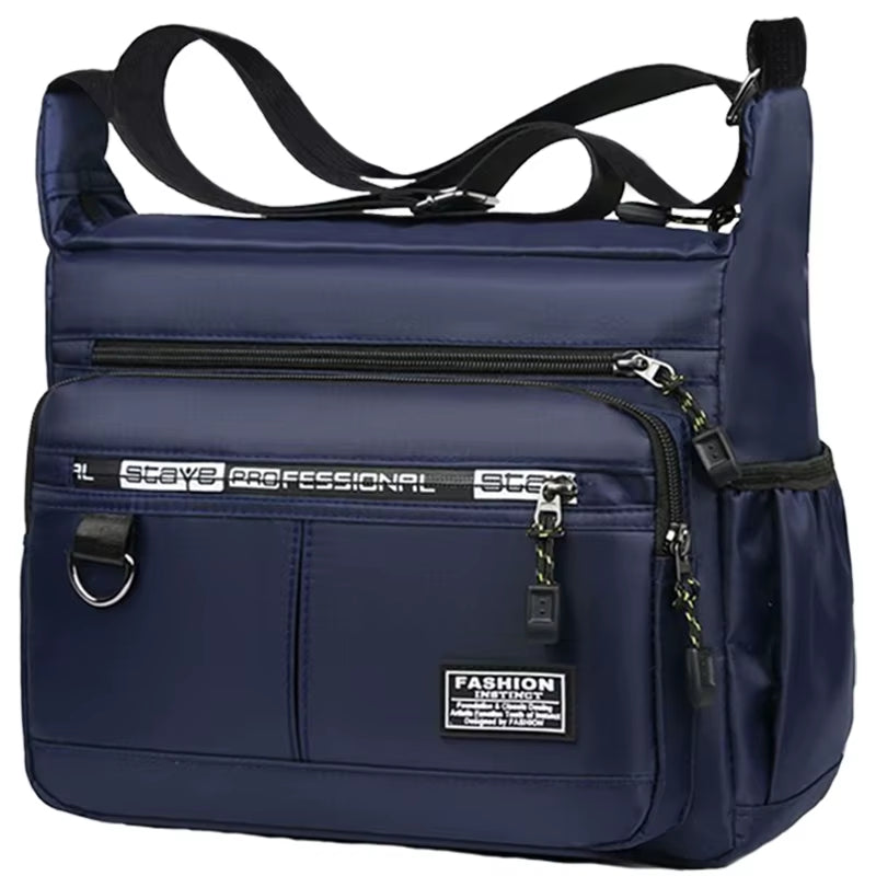 Men'S Cross-Body Bag with Multi-Layered Pockets, Adjustable Shoulder Strap.