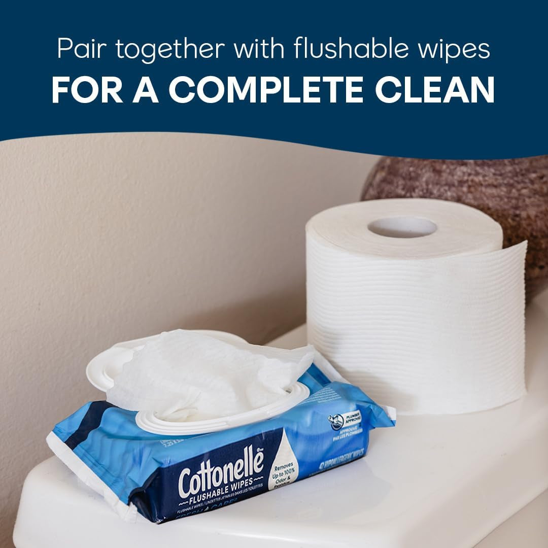 Ultra Clean Toilet Paper with Active Cleaningripples Texture, Strong Bath Tissue, 24 Family Mega Rolls = 132 Regular Rolls (4 Packs of 6)