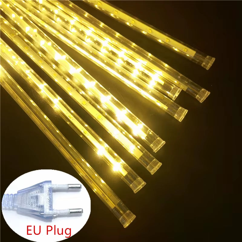 8 Tubes Meteor Shower Rain Led String Lights Street Garlands Christmas Tree Decorations for Outdoor New Year Fairy Garden Lights