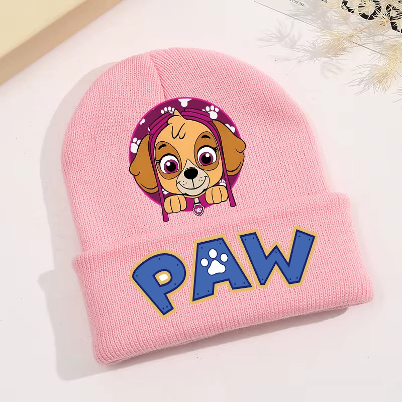 Paw Patrol Knitted Hat Kawaii Cartoon Character Printed Beanie Boys Girls Warm Hat Winter Baby Accessories Kids Gift